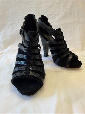 Bottega Veneta Black Suede and Leather Strappy Open-toe Pumps - Women